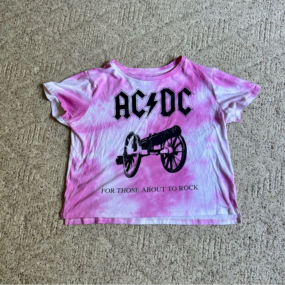 AC/DC Pink Tie-Dye Short Sleeve Tee